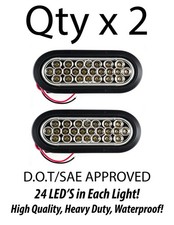 6.5 Inch White Oval 24 Led Backuptail Truck Light W Grommetpigtail - Qty 2
