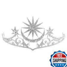 Frcolor Tiara Crowns Star Moon Wedding Crystal Bridal Headband Rhinestone Hair