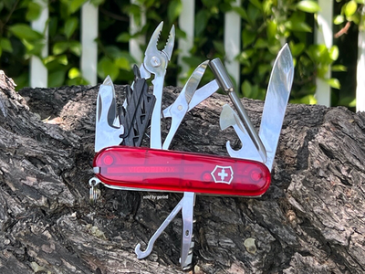 Swiss Army Original Cybertool 34 Translucent Red Knife Victorinox