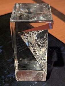 Heavy Glass Paperweight/pedestal 27.1 Oz 4.5 X 1.9 X 1.9 In