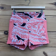 Alo Yoga Spandex Shorts Womens Large Pink White Black Geo 3" Inseam Pull On B150