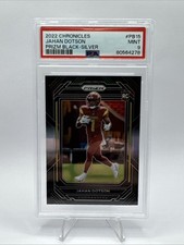2022 Chronicles Prizm Black Silver Jahan Dotson Rookie PSA 9