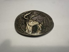 Deer Buck Doe Pair Head Solid Brass Belt Buckle Award Design Medals