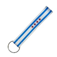 PatchCentral1 Chicago State Flag 5.5x1.0 Inch Keychains Premium Quality Key Tag