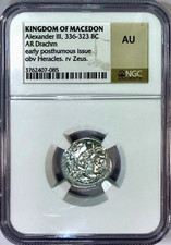 336-323 BC Macedon Alexander III Ancient Greek Silver Drachm Coin NGC AU