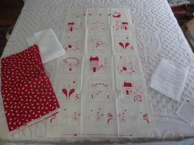 Moda WINTER WONDERLAND REDWORK QUILT Kit #5123 -Cut Fabrics & Batting 24'' x 44''