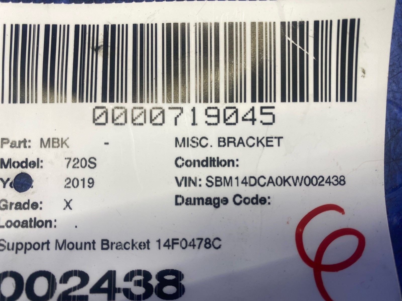 2018 2019 2020 2021 2022 2023 Mclaren 720S Support Mount Bracket 14F0478CP oem