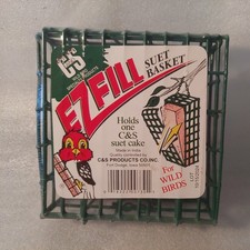 C S Products Hanging EZ Fill Suet Cake Wild Bird Feeder- Green New