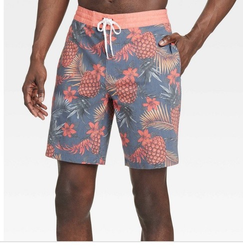 Men's 8.5" Tropical Pineapple Print Board Shorts - Goodfellow & Co Coral Sz 34