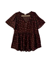 Vtg Siren Y2K Babydoll Top 2X Cherry Print Whimsigoth Fairy Grunge Rockabilly
