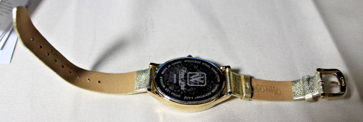 New Victoria Wieck Beverly Hills Crystal Electric Watch Gold Leather Band 35mm Victoria Wieck Gold Leather Band Pave Crystal Bling Watch  main image 2