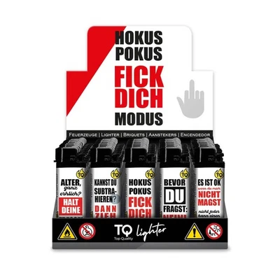 TOBALIQ 50 Feuerzeuge Motiv HOKUS POKUS Einweg Kindersicherung Reibrad Feuerzeug