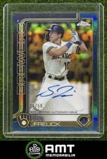 Sal Frelick 2025 Topps Gilded 24/50 Chrome Gold Auto Blue/Gold Refractor Brewers