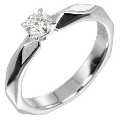 Boucheron Faceted Solitaire Ring 0.21ct VVS1/E/VG Pt950Platinum/diamond #3...