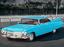 1959 Cadillac Eldorado Style Blue Alloy Diecast Car Model Opening Doors Display