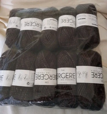 LOT DE 10 PELOTES DE LAlNE AIG 5,5 BERGERE DE FRANCE " LOU" COLORIS TERRE TWEED - Photo 1/3