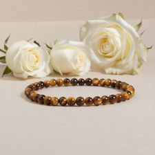 Tiger's Eye 4mm Beads Stretch Bracelet Protection  Confidence Stone Lucky Gift