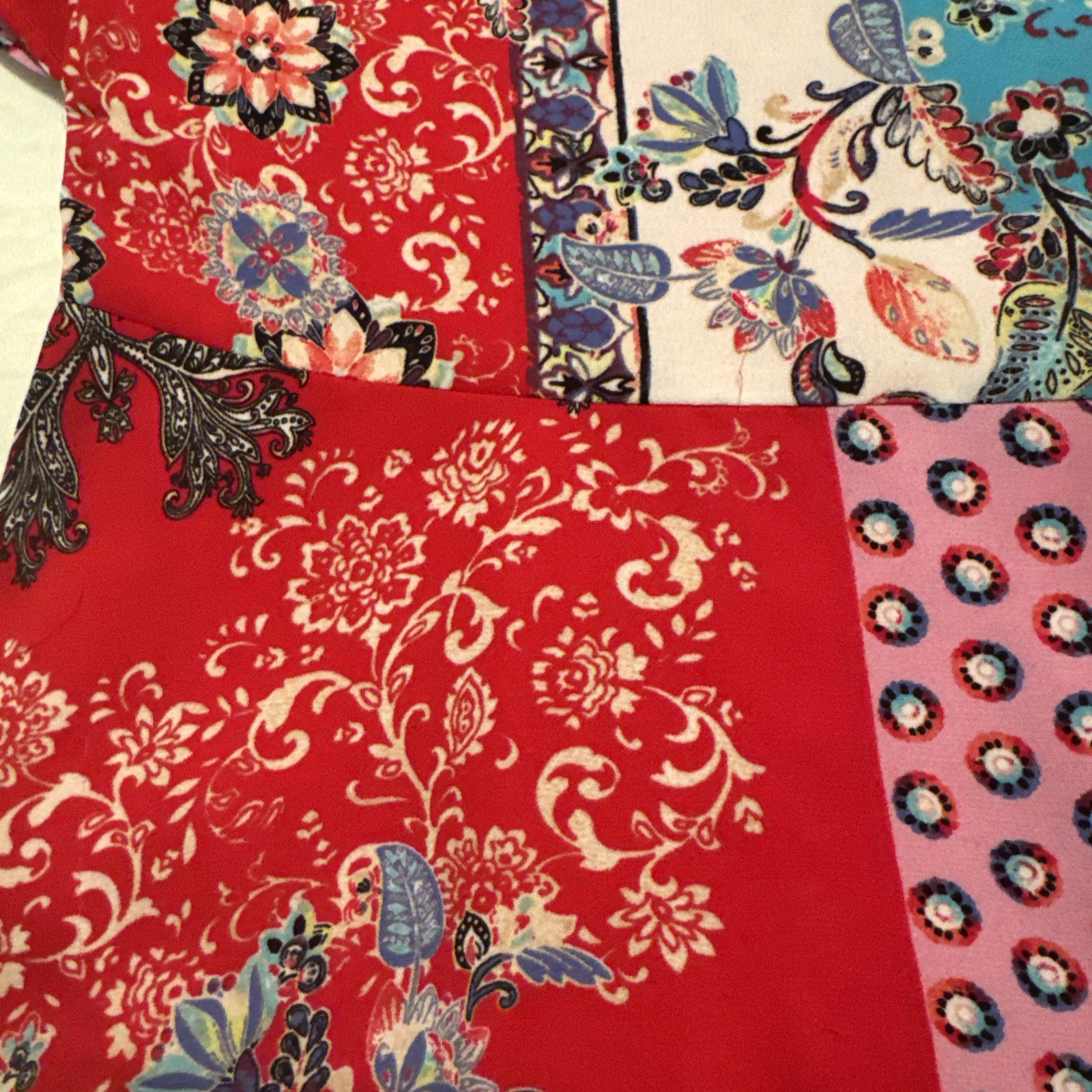 Chico's Patchwork Peplum Flutter Short Sleeve Blo… - image 5