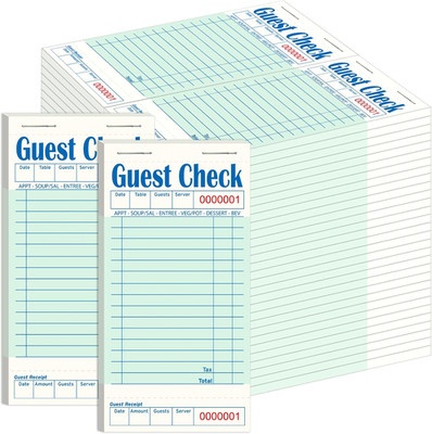 60 Pack/3000 Tickets Guest Checks Books for Servers, Green Server Books for Wait