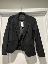 NWT Banana Republic Women s Black Blazer Jacket Size 8 Stretch Twill Single But