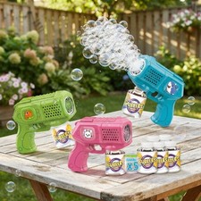 Party-Ready 3 Pack Bubble Guns with Solution - Perfect for Kids' Celebrations