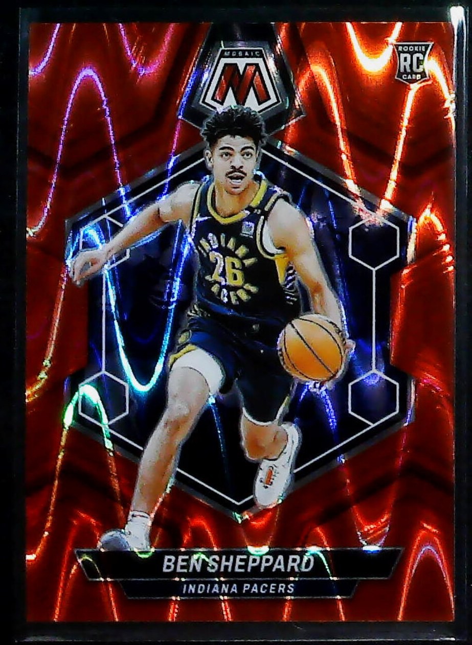 2023-24 Panini Mosaic Ben Sheppard Red Seismic SN/299 #244 Indiana Pacers
