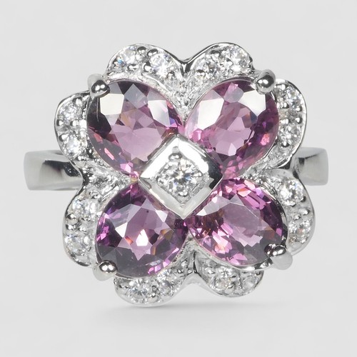 2.80Ct Vibrant Purple Spinel 925 Sterling Silver Handmade Floral Rings Design - Picture 3 of 9