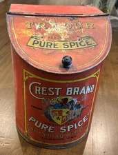 Vintage Crest Brand Pure Spice Store Display Tin, Canada Spice & Grocery Co.
