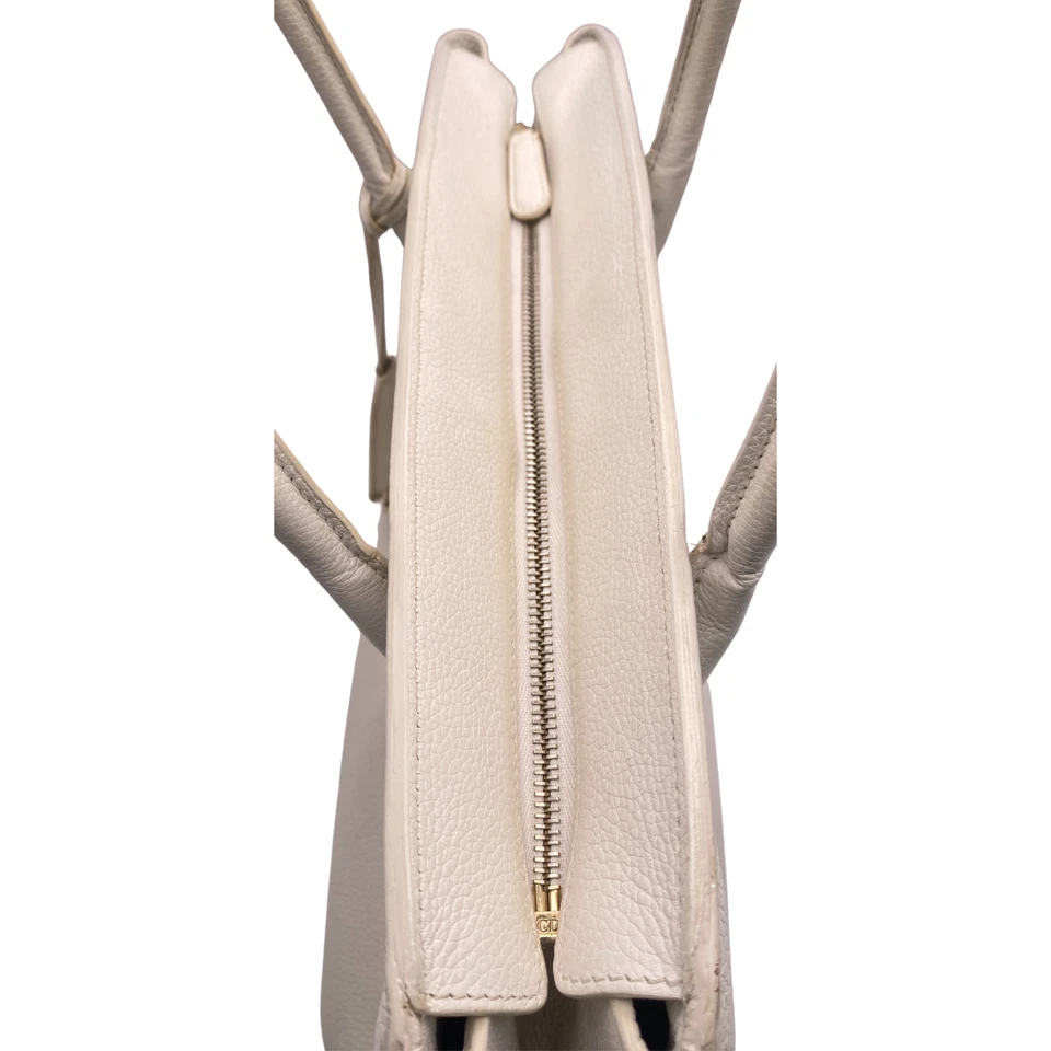 Christian Dior открытый бар Дамская сумка сумка с короткими ручками кожи белый подлинный - Изображение 4 из 4