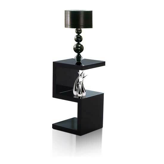 Miami High Gloss S Shape Design Side Table In Black