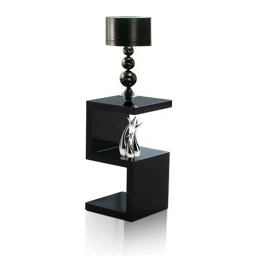 FURNITURE IN FASHION Miami High Gloss S Shape Design Side Table In Black