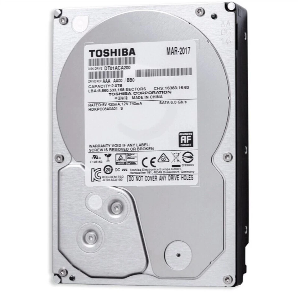 Toshiba 2TB DT01ACA200 7200RPM 64MB SATA 6Gb/s 3.5" Internal Desktop HDD PC CCTV - Image 2 of 4