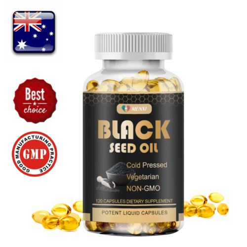 Premium Black Seed Oil Capsules Nigella Sativa Black Cumin Seed Oil 120 Softgels - Picture 1 of 9