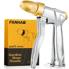Garden Hose Nozzle with Brass Tip 100% Heavy Duty Metal Spray Nozzle High Pre...
