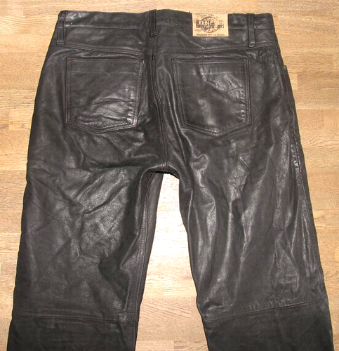 " JOHN F. GEE " Uomo- Jeans IN Pelle/Nabuk Pantaloni Pelle Nero Circa W35 " / - Foto 3 di 3