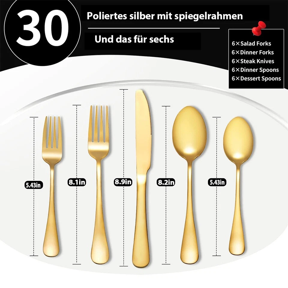Besteckset bis 30teilig für 6 Personen Besteck Tafelbesteck-Essbesteck Edelstahl - Bild 2 von 4