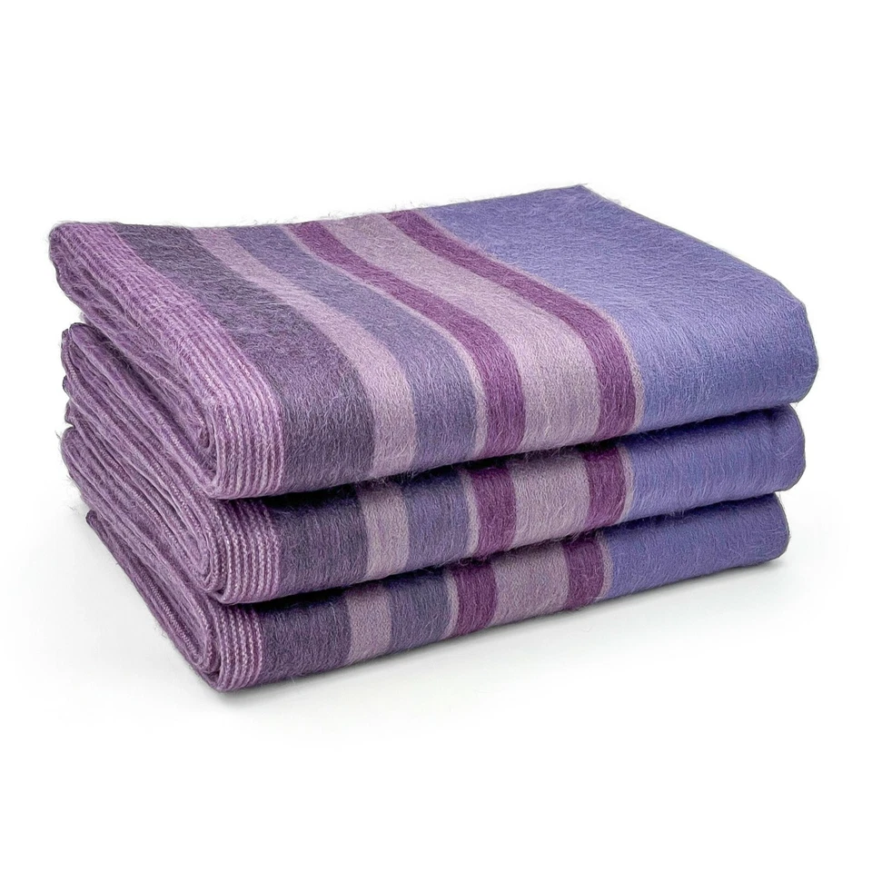 SOFT & WARM STRIPED ALPACA LLAMA WOOL BLANKET THROW QUEEN 97"x68" - Image 4 of 4