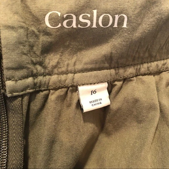 Falda Caslon Usada en Excelente Condición Algodón Verde Ejército con Bolsillos Para Mujer Talla 16 Foto 3 de 4