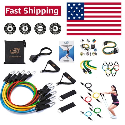 Resistance Tube Bands 12-Piece Set with Handles, Ankle Straps, Door Anchor