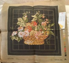 SEG de PARIS Floral Basket Flower Pillow Needlepoint Tapestry Canvas