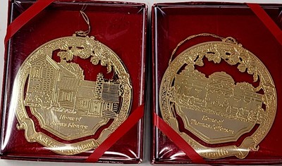Lot of 2 Presidential Homes Brass Christmas Ornaments - Jefferson and Monroe NEW