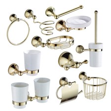 Polished Gold Brass Bathroom Accessories Set Bath Hardware Towel Bar fzh114