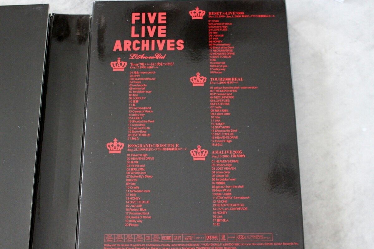 L'Arc-en-Ciel FIVE LIVE ARCHIVES Limited edition Japan DVD+ L'Arc-en-Ciel FIVE LIVE ARCHIVES Limited edition Japan DVD+