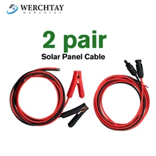 2 Pairs Solar Panel Extension Cable Silicone Flexible Wire Female Male Connector