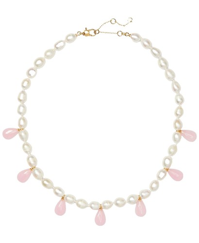 AURATE NEW YORK Pearl Aura Beaded Necklace Gold Vermeil 925 New W