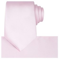 Petal Pink Satin Tie Set Blush Solid Ties Mens Necktie  Pocket Square