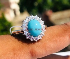 Natural Turquoise Gemstone with 925 Sterling Silver Ring for Women's 4501