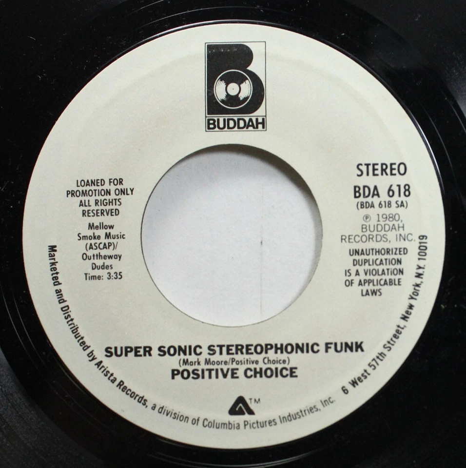 Soul Promo 45 Positive Choice - Super Sonic Stereophonic Funk / Super Sonic Ster - Image 2 of 2