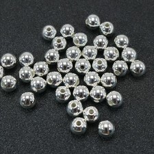 500 Bright Silver Metallic Acrylic Round Spacer Beads 6mm Smooth Ball Beads
