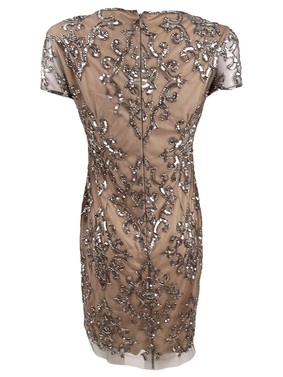 Adrianna papell damask clearance sequined mesh dress